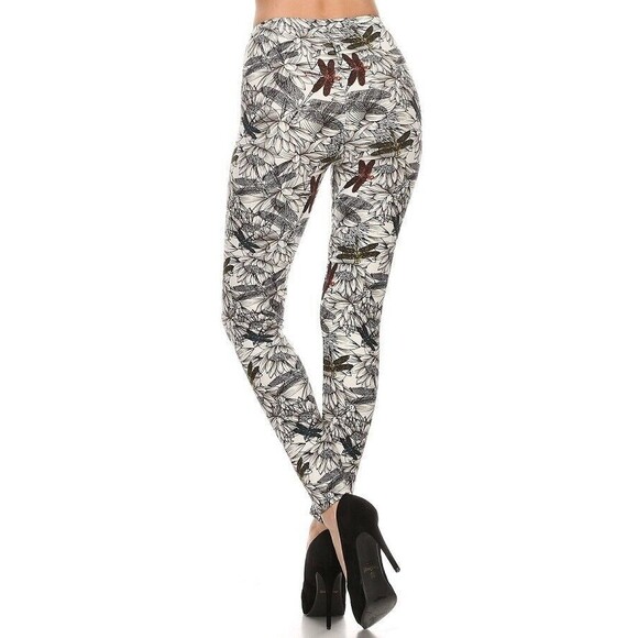 Reg One Size Dragonfly Print Full Length Slim Fit Leggings with High Elastic - Picture 4 of 6